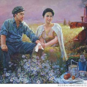 安哲男 朝鲜油画《在开垦地》
