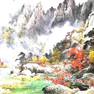 朝鲜功勋艺术家 朴昌龙 朝鲜国画 《金刚山》