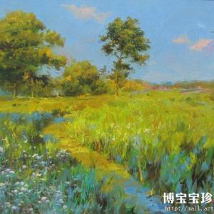 朝鲜 高级美术者 朴孝成 朝鲜油画《乡路》