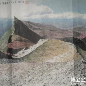 朝鲜人民艺术家 鲜于英 朝鲜国画《白头山尖刀岩》