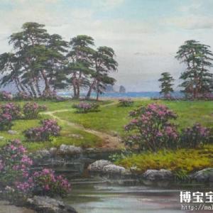 朝鲜人民艺术家  姜勋英 朝鲜油画《海棠花》