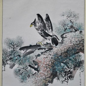 朝鲜人民艺术家 金相稷 朝鲜国画 《鹰》
