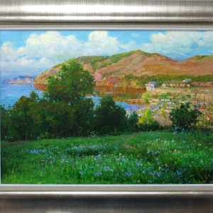 朝鲜 功勋艺术家 金银淑 朝鲜油画《海边别墅》