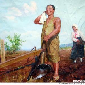 朝鲜 功勋艺术家 金银淑 朝鲜油画《土地改革》