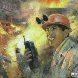 朝鲜艺术家 金兴日 朝鲜油画《工人》