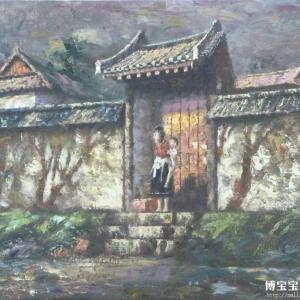 朝鲜艺术家 金兴日 朝鲜油画《傍晚》