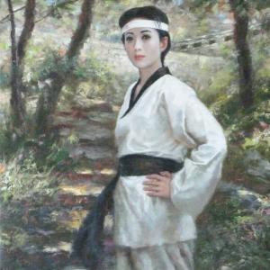 朝鲜艺术家 金兴日 朝鲜油画《跆拳道选手》