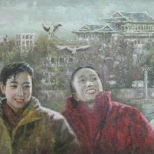 朝鲜艺术家 金兴日 朝鲜油画《初春》