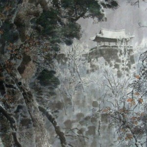 李京男/李景南《平壤牡丹峰的冬天》朝鲜国画