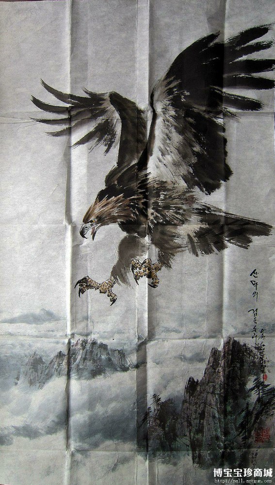 李惠玉《鹰》朝鲜国画
