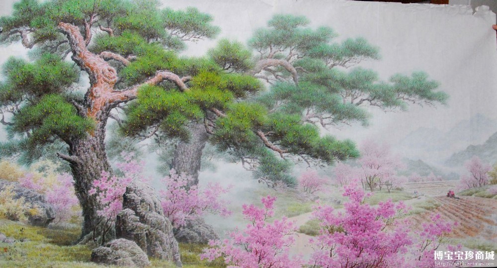 李革哲《春的气息》朝鲜国画