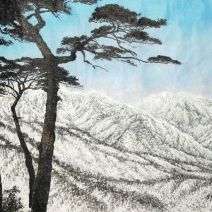 李东俊 朝鲜国画《第一场雪的金刚山》