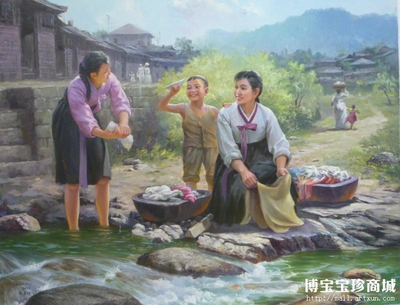 李承石 朝鲜油画《小溪边》