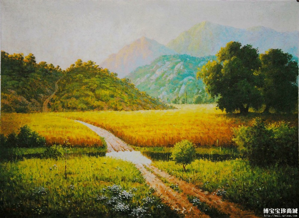 李成哲《郊野》朝鲜油画