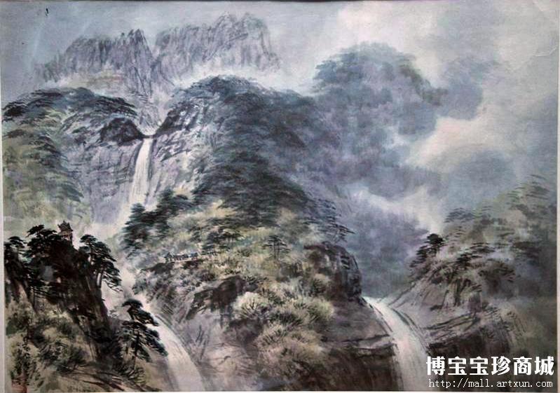 金洙东 朝鲜国画 《妙香山三元洞》