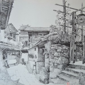 白魁作品欣赏:油画写生丽江黄山村