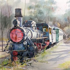 《逝去的岁月-森林小火车》(111x81.5cm)6000
