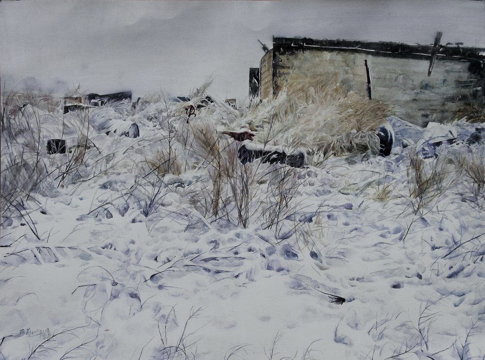 暴风雪之后1 纸上水彩 54x78cm 2009