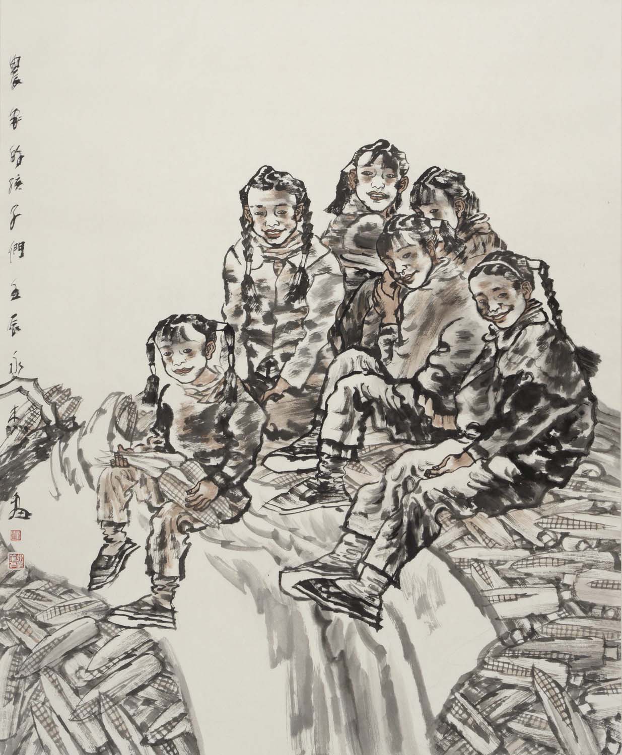 刘永杰 农家的孩子125x150cm2012年tif