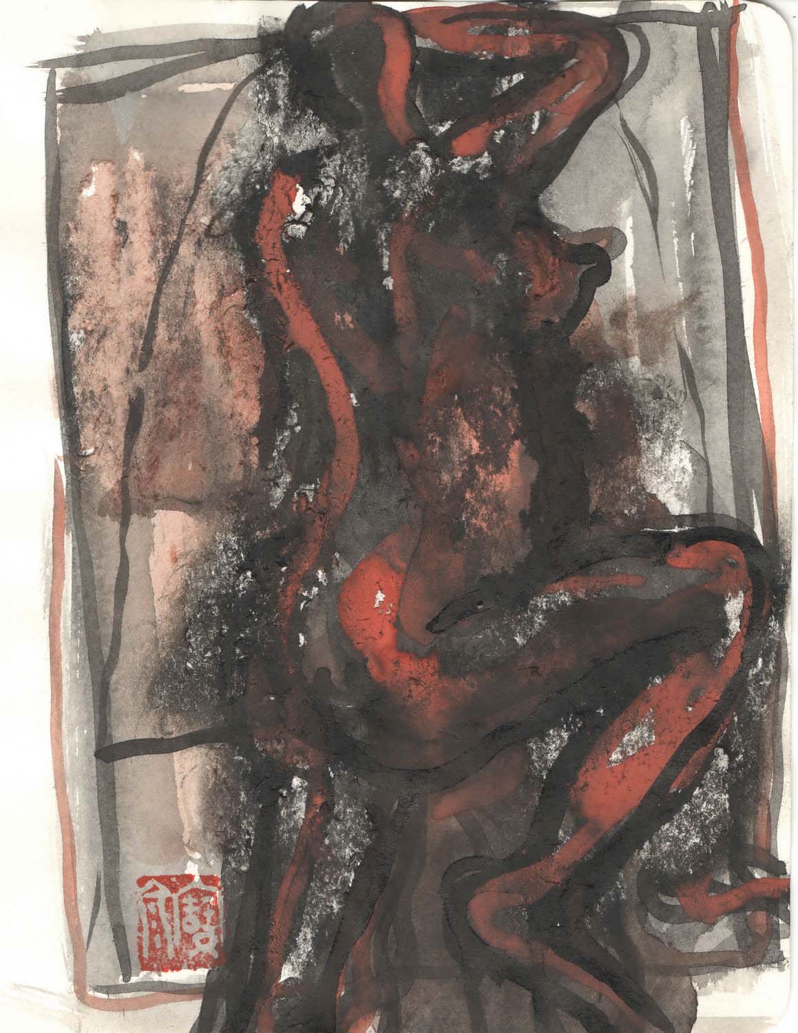 背面的人体（曹宝泉）纸本水墨23X34cm2016年