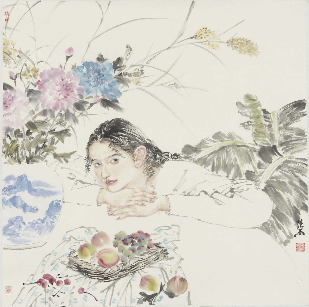 叶华作品欣赏:花解语纸本2008年69x68cm