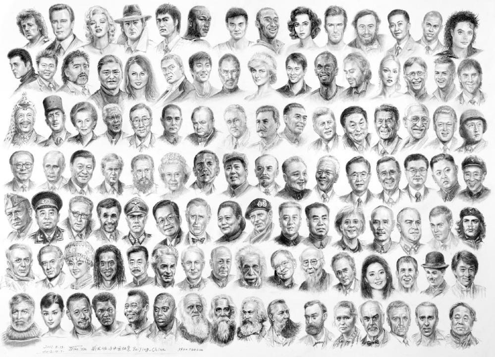 110个世界名人袖珍素描肖像