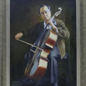 《拉大提琴的邵老师》 油画肖像
