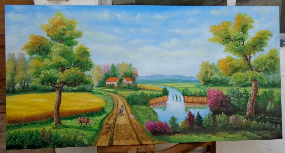 农民画家叶雷的油画风景系列-田园风光