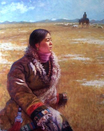 桑科草原上的藏族女孩