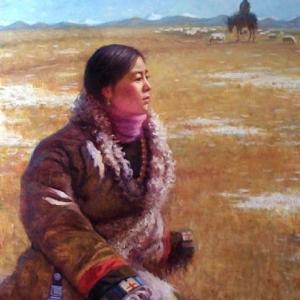 桑科草原上的藏族女孩