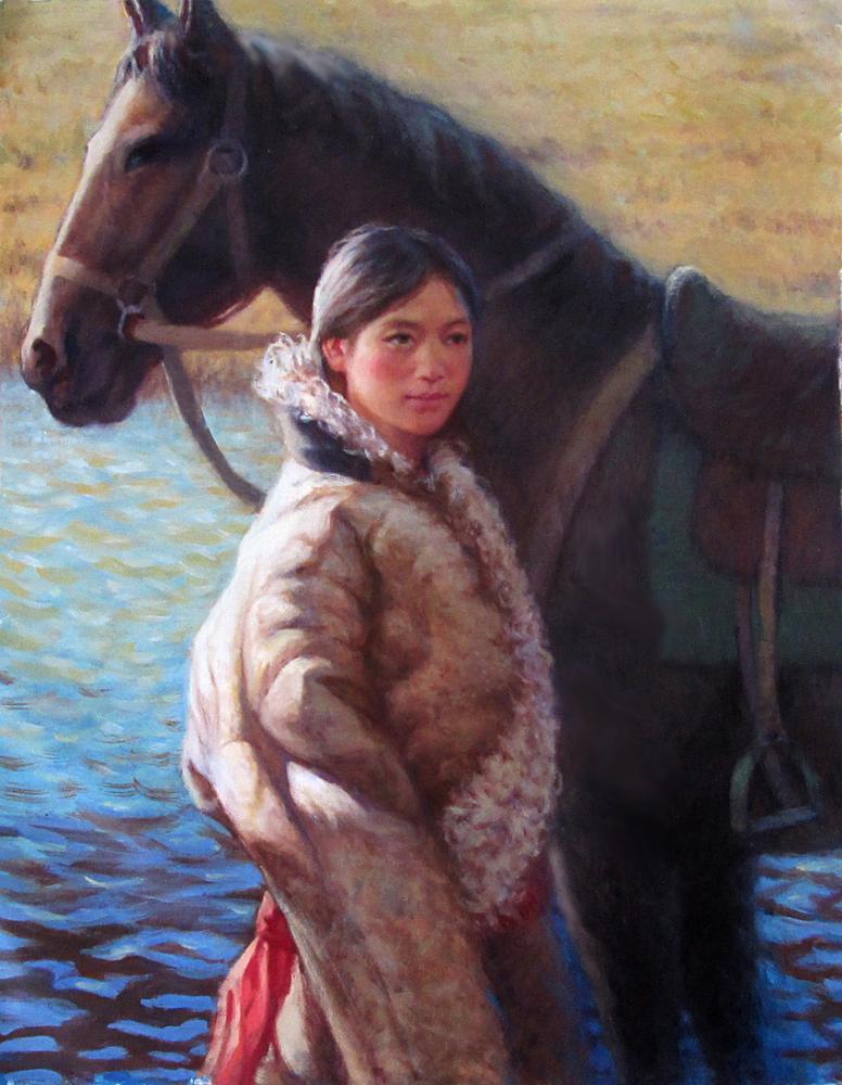 少女和马