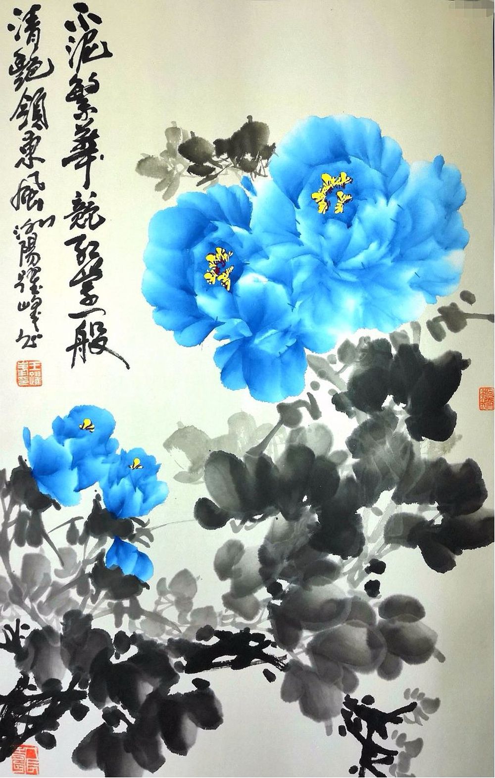 画家王跃峰国画牡丹
