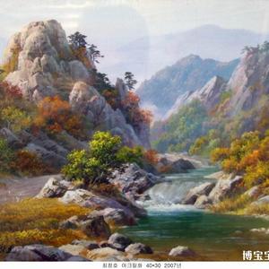 朝鲜功勋艺术家 崔昌浩 朝鲜丙烯画《金刚山连珠谭》