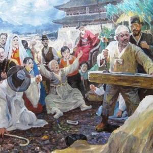 朝鲜功勋艺术家  崔革新 朝鲜油画《丧国之痛》