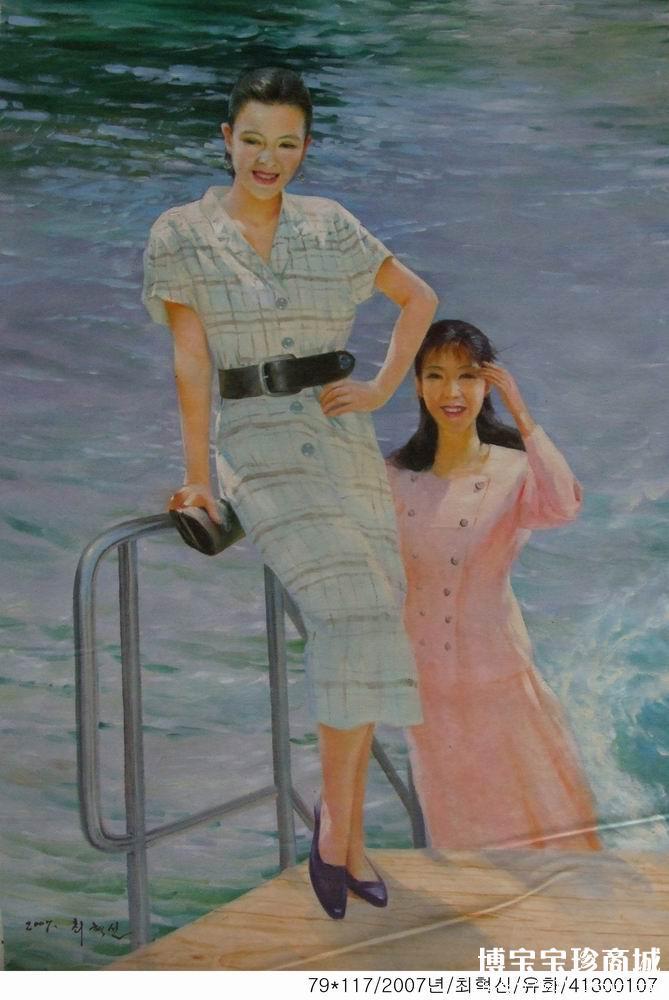 朝鲜功勋艺术家  崔革新 朝鲜油画《甲板上的女人》