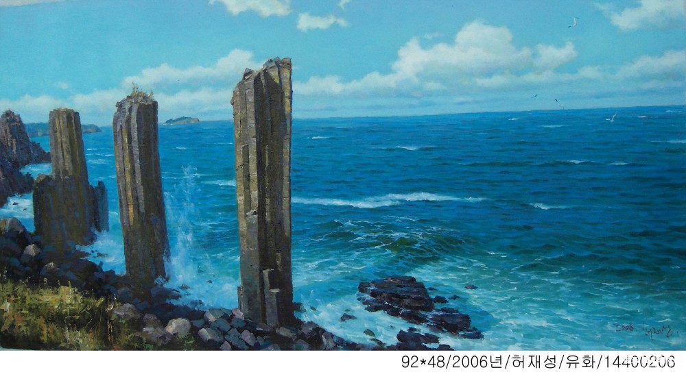 朝鲜 艺术家 许在星 朝鲜油画 《丛石亭》