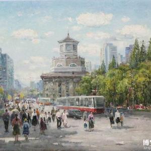 崔青活 朝鲜油画《平壤站》