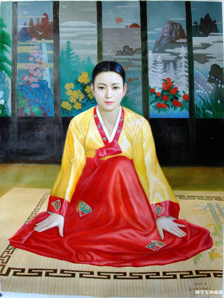 朝鲜艺术家 张元吉、金正泰 朝鲜油画 《礼拜》
