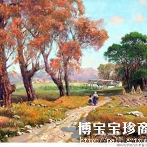 朝鲜一级艺术家  韩日 朝鲜油画 《乡村路》