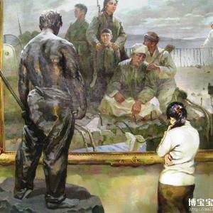 朝鲜一级艺术家  韩日 朝鲜油画 《思索》