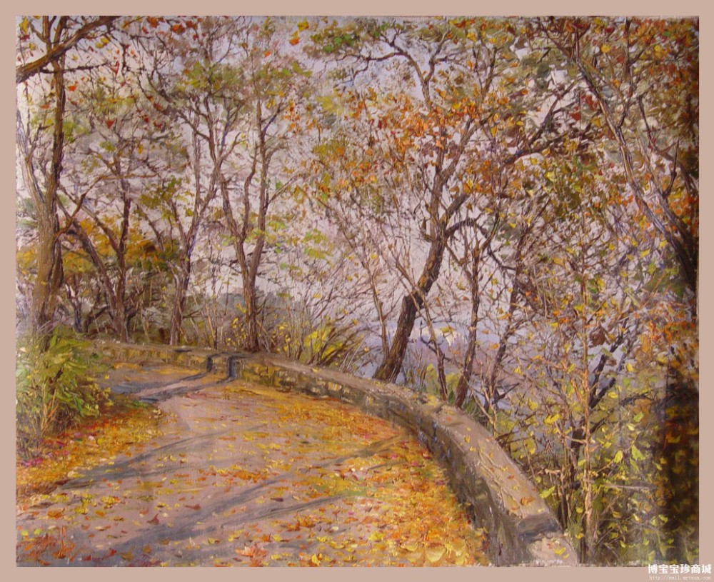 朝鲜一级艺术家  韩日 朝鲜油画《牡丹峰》