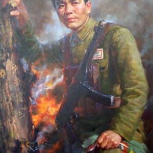 朝鲜功勋艺术家 郑永华中朝友谊系列[在熊熊烈火的高地上