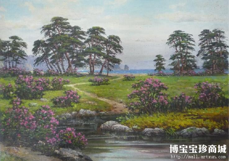 朝鲜人民艺术家  姜勋英 朝鲜油画《海棠花》