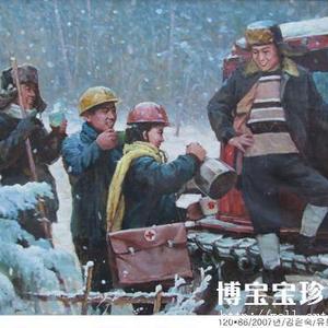 朝鲜 功勋艺术家 金银淑 朝鲜油画 《雪中情》