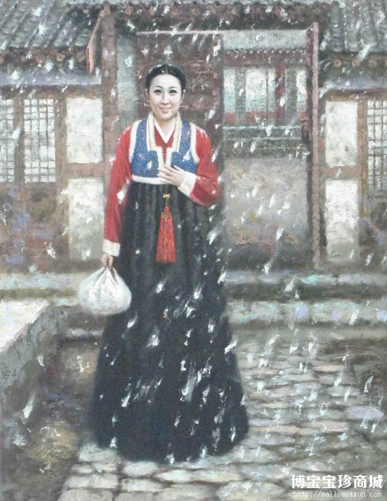 朝鲜艺术家 金兴日 朝鲜油画《外出》
