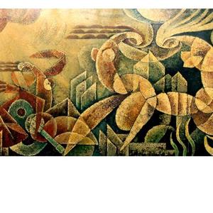 磨漆画《动感都市》