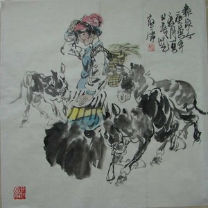 田应康中国画-彝家女2