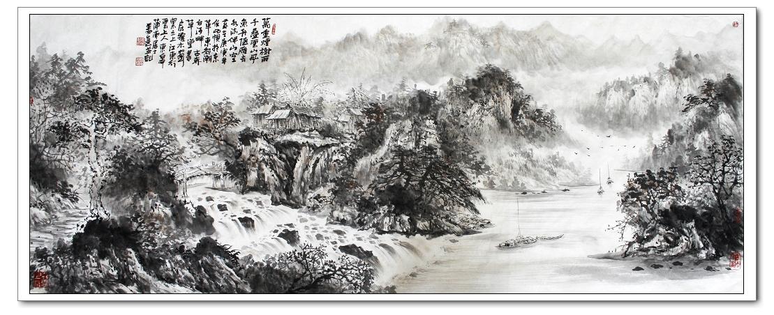 7 万重烟树雨 千叠云山风 178cmX70cm  2010