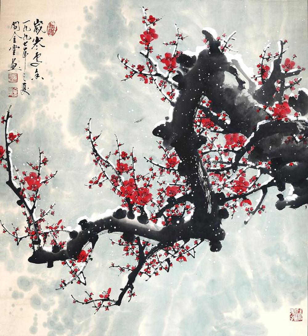 闫金堂作品欣赏:国画梅花