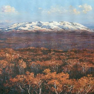 李承石《远望高山》朝鲜油画